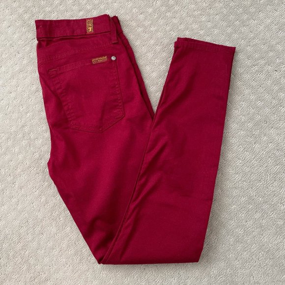 7 For all Mankind (b)air Skinny Jeans in Oxblood - Picture 2 of 8